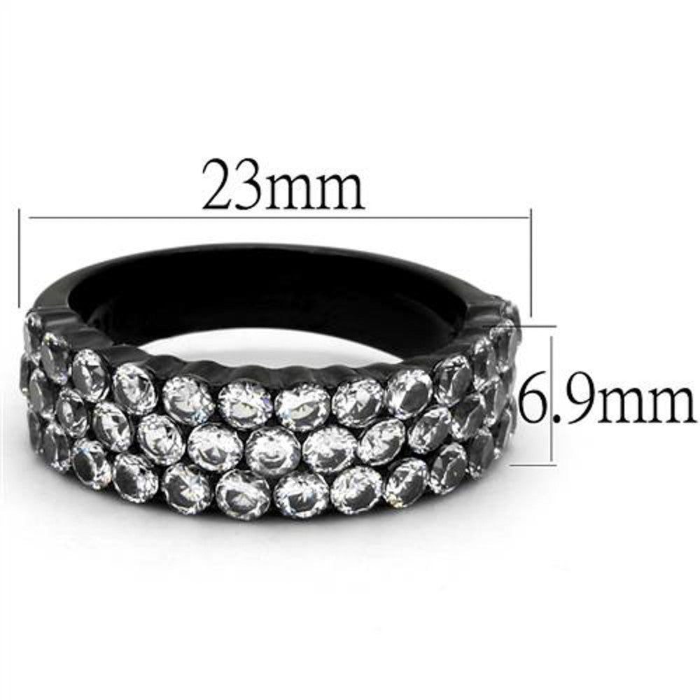 ARTK2277 Stainless Steel 2.4 Ct Zirconia Black Ion Plated Fashion Ring Women's Sz 5-10